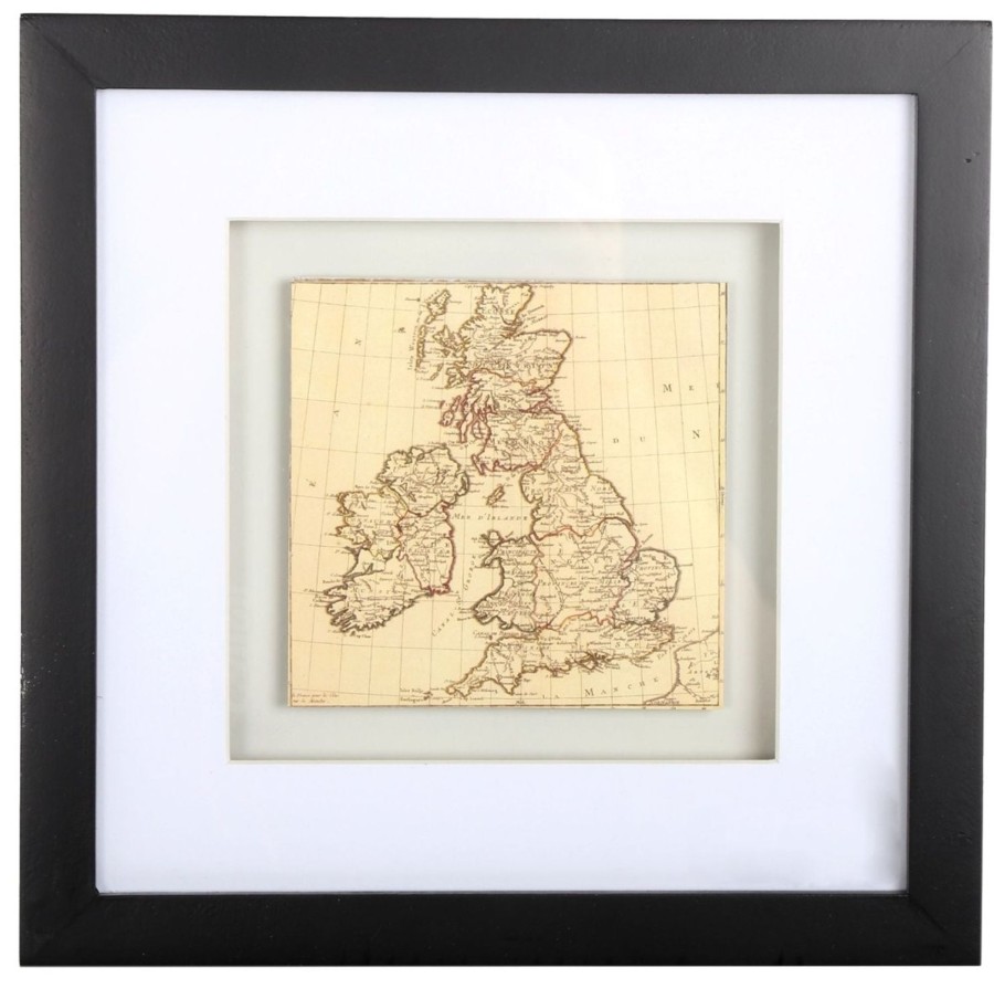 Home Accessories Carousel Shop Wall Decor & Mirrors | Black Wooden Box Frame ~ British Isles Uk Map Wall Art