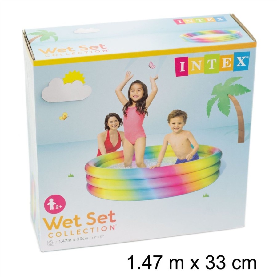 Baby & Child Carousel Shop Outdoor Toys | Rainbow Ombre Paddling Pool 147 X 33Cm | 3 Ring Inflatable Pool Kids Swimming Pool | Outdoor Garden Children'S Swim Pool