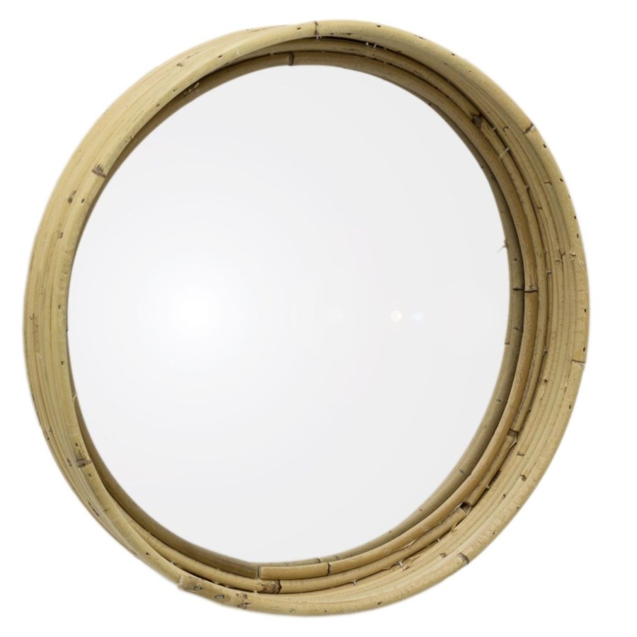 Home Accessories Carousel Shop Bathroom Accessories | 29Cm Natural Round Woven Wicker Wall Mirror | Decorative Wall Hanging Rattan And Glass Boho Mirror