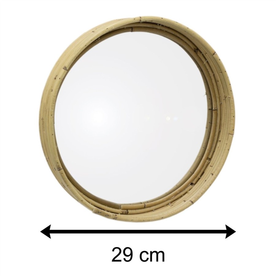 Home Accessories Carousel Shop Bathroom Accessories | 29Cm Natural Round Woven Wicker Wall Mirror | Decorative Wall Hanging Rattan And Glass Boho Mirror