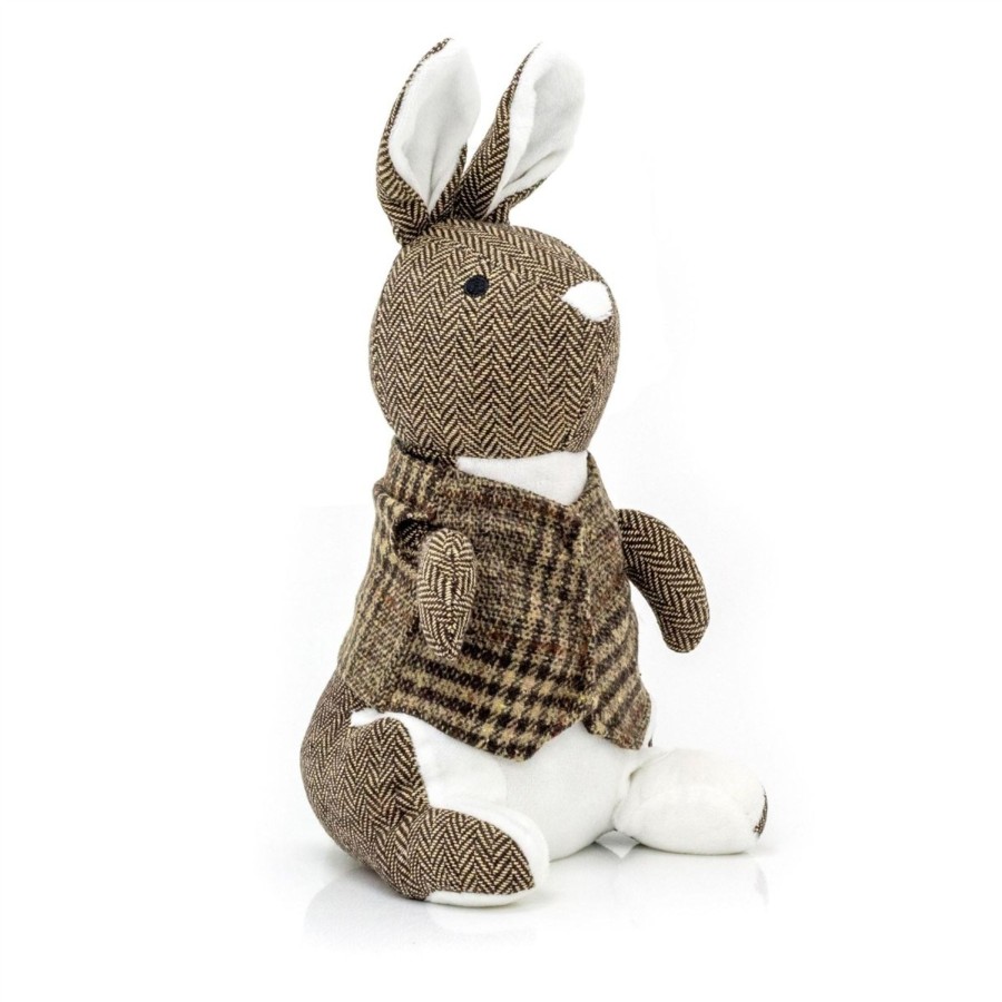 Home Accessories Carousel Shop Animal Doorstops | Herringbone Rabbit Door Stop Novelty Fabric Animal Doorstop Hare Door Stopper - Brown