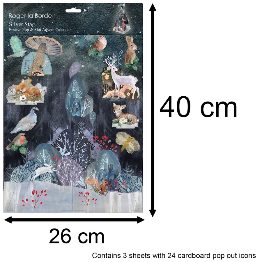 Celebrations Carousel Shop | 3D Christmas Advent Calendar Silver Stag Pop & Slot Advent Calendar | Pop Up Advent Calendar Freestanding Advent Calendar | Reindeer Advent Calendar