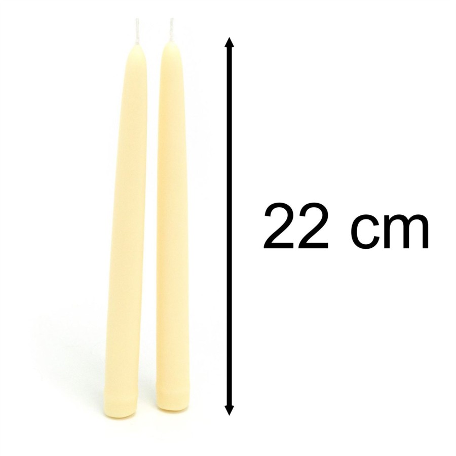 Home Accessories Carousel Shop Candles & Tealights | 1 Pair Of Cream Tapered Dinner Candles | 2 Hand-Dipped Vegan Candles - 22Cm