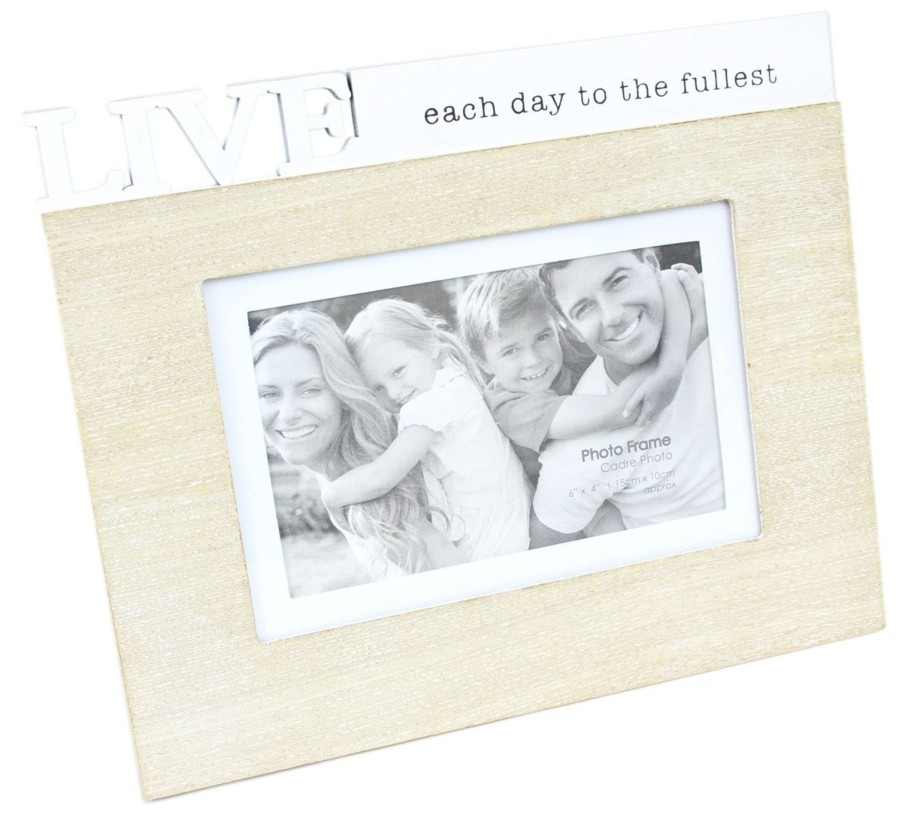 Home Accessories Carousel Shop Photo Frames | Shabby Chic Freestanding Wooden Quote Photo Frame 4 X 6 ~ Live