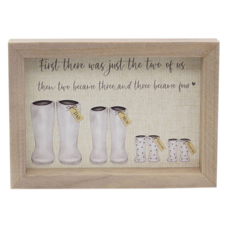 Home Accessories Carousel Shop Signs & Plaques | Delightful Wellington Boots Family Plaque | Wall Hanging Sign Family Wall Art | Shabby Chic Home Accessories