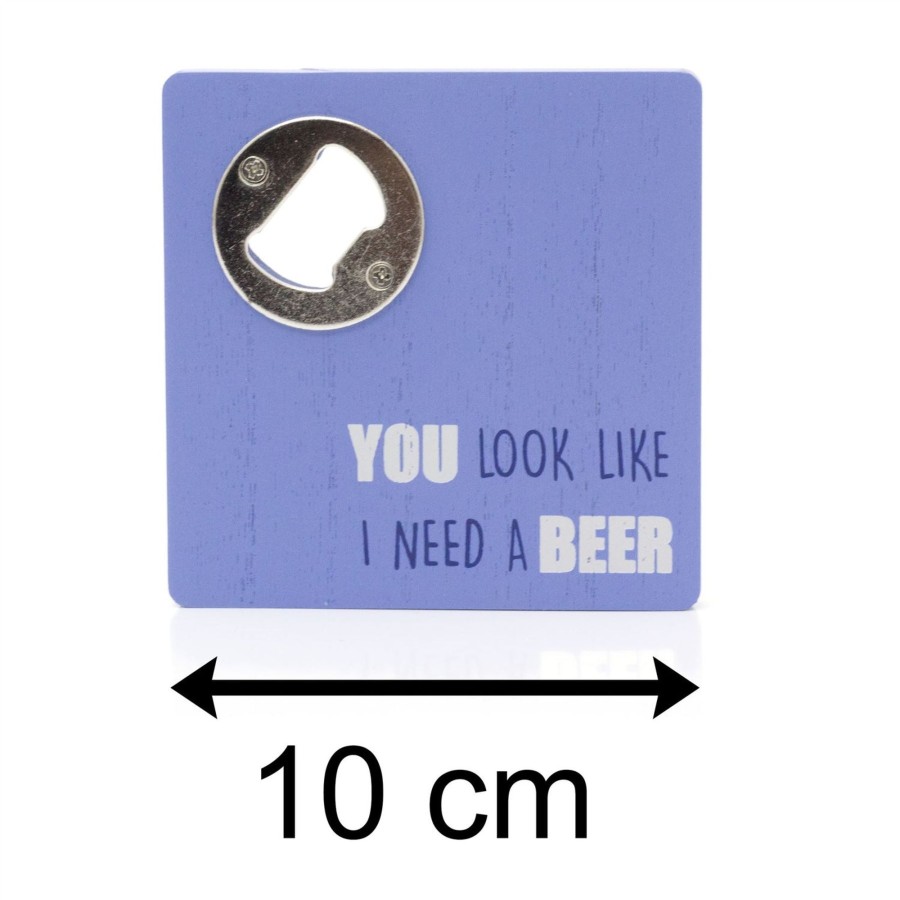 Kitchen & Dining Carousel Shop | 2 In 1 Beer Bottle Opener Coaster Dad Coaster | Wooden Bottle Opener Beer Mat | Novelty Coaster Bottle Top Opener - Design Varies One Supplied