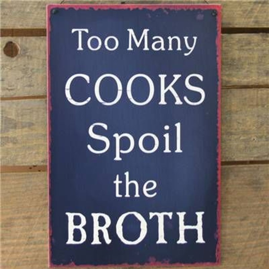 Home Accessories Carousel Shop Signs & Plaques | Metal Sign Too Many Cooks Spoil The Broth - 20 X 30 Navy Wall Sign