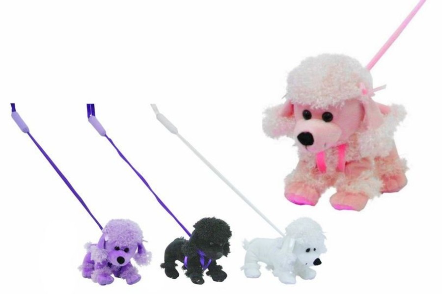 Baby & Child Carousel Shop Soft Toys | Its Girl Stuff Plush Dog Poodle On Stiff Lead Soft Toy For Children ~ Colour Vary