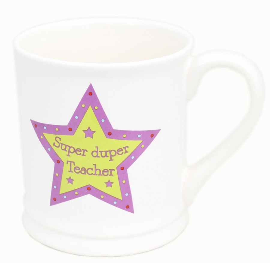 Kitchen & Dining Carousel Shop | Chunky Ceramic Star Teacher Mug Gift ~ Super Duper Teacher