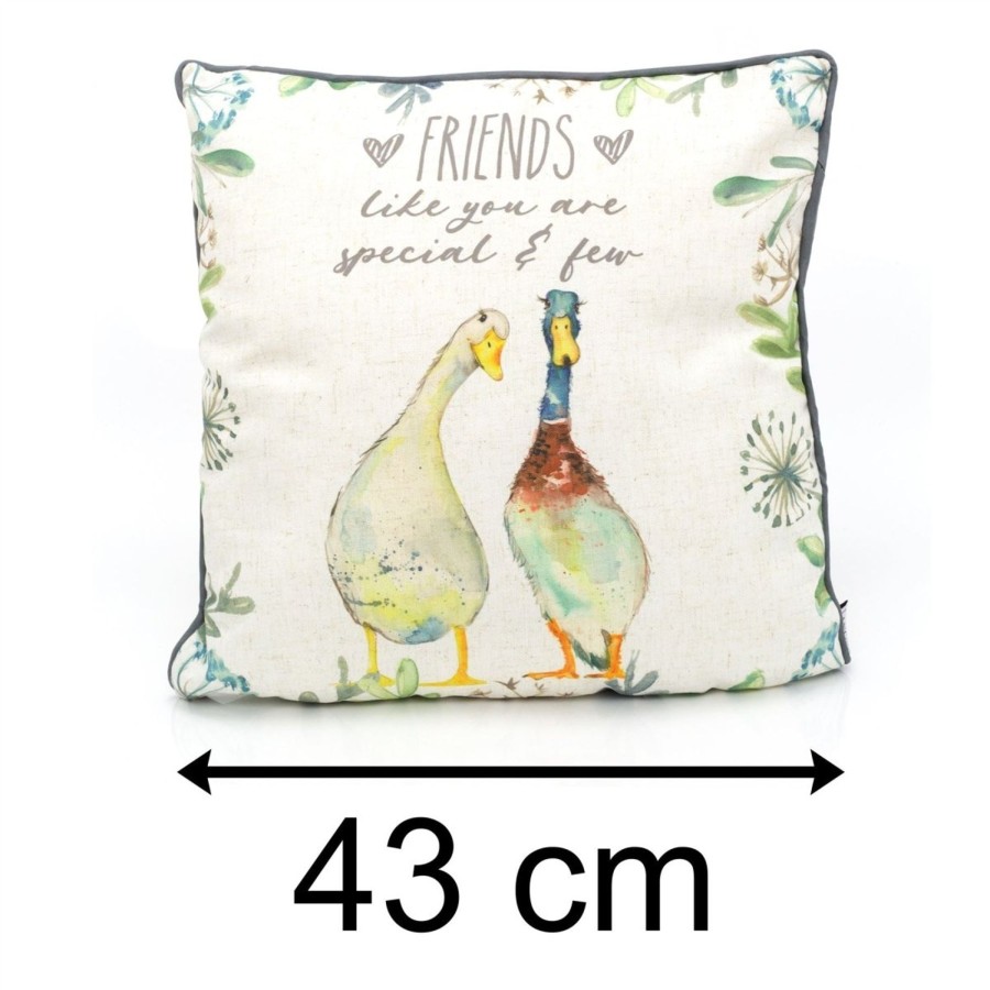 Home Accessories Carousel Shop Soft Furnishings & Rugs | 43Cm Friends Like You Scatter Cushion | Duck Friends Fabric Filled Sofa Cushion | Bed Throw Pillow With Cover - Ideal Friendship Gift