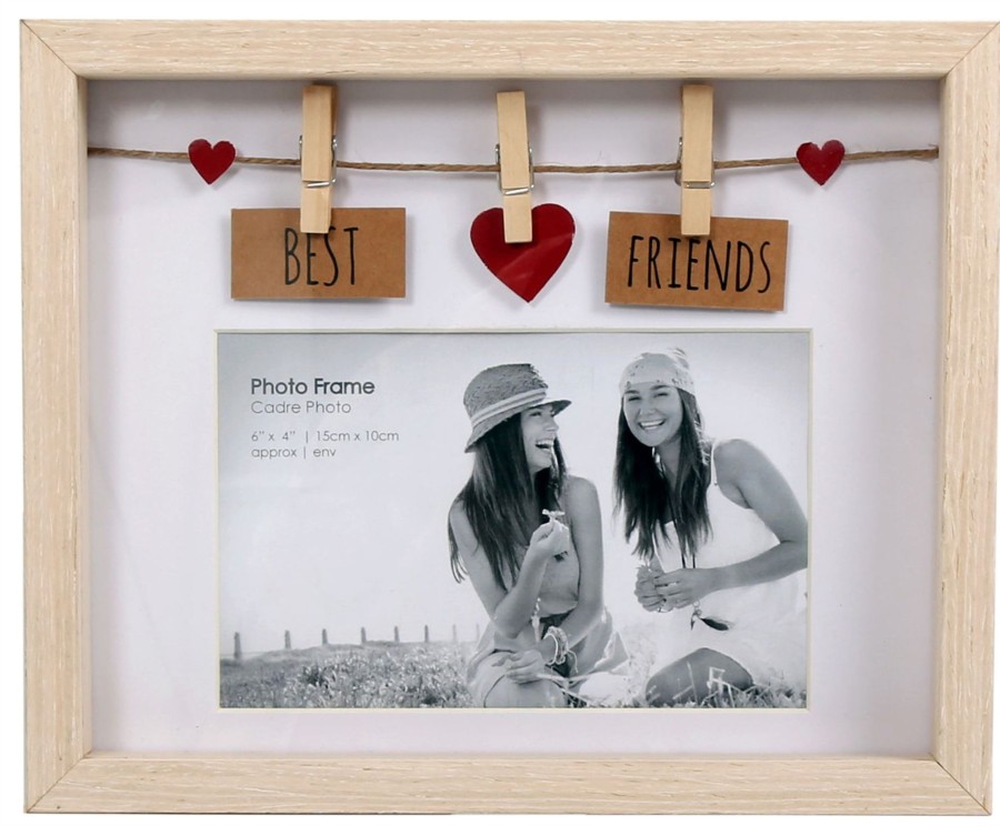 Home Accessories Carousel Shop Photo Frames | Clothes Line Wooden Box Frame With Pegs For 6 X 4 Photo - Best Friends