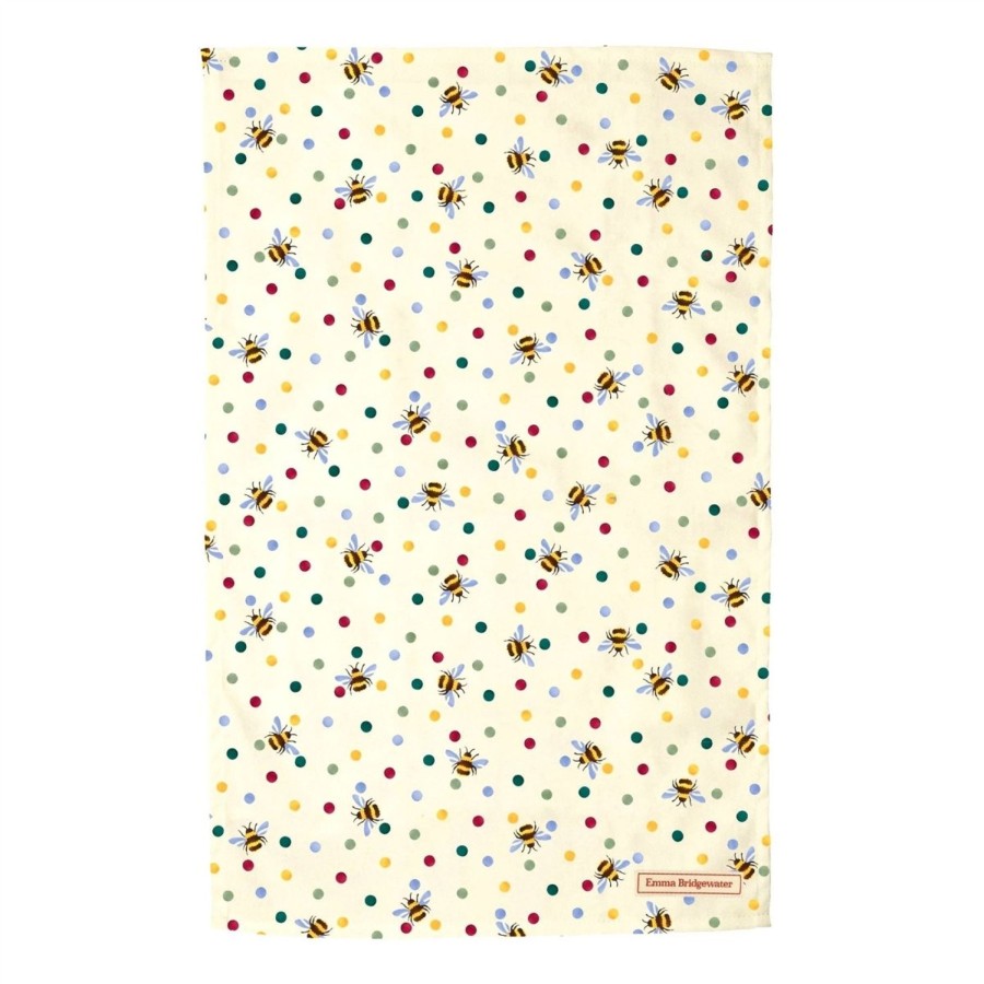 Kitchen & Dining Carousel Shop | Emma Bridgewater Bumblebee & Polka Dot Tea Towel Decorative Kitchen Tea Towel