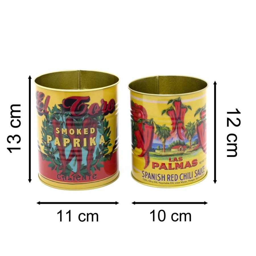 Kitchen & Dining Carousel Shop | Set Of 2 Mediterranean Style Replica Food Tins Storage Displays Cans