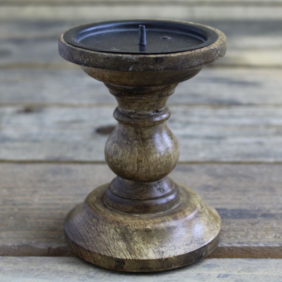 Celebrations Carousel Shop | Traditional Wooden Candlestick - Handcrafted Wood Candle Stick Holder - Natural