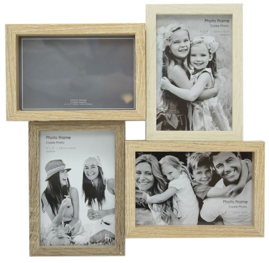 Home Accessories Carousel Shop Photo Frames | 4 Aperture 3D Quad Multi Tonal Wooden Photo Picture Collage Frame