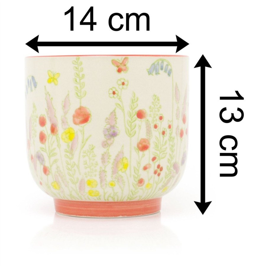 Home Accessories Carousel Shop Vases, Planters & Faux Flowers | Floral Butterfly Ceramic Plant Pot | Botanical Indoor Plant Pot Cachepot Meadow Flower Pot | Indoor Planter Ceramic Plant Pot For Indoor