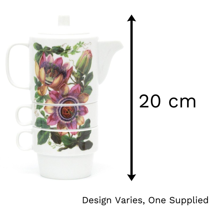 Kitchen & Dining Carousel Shop | Botanical Stacking Tea For Two Set | Ceramic Nesting Teapot And Cups | Stackable Tea Pot And Cup Set - Design Varies One Supplied