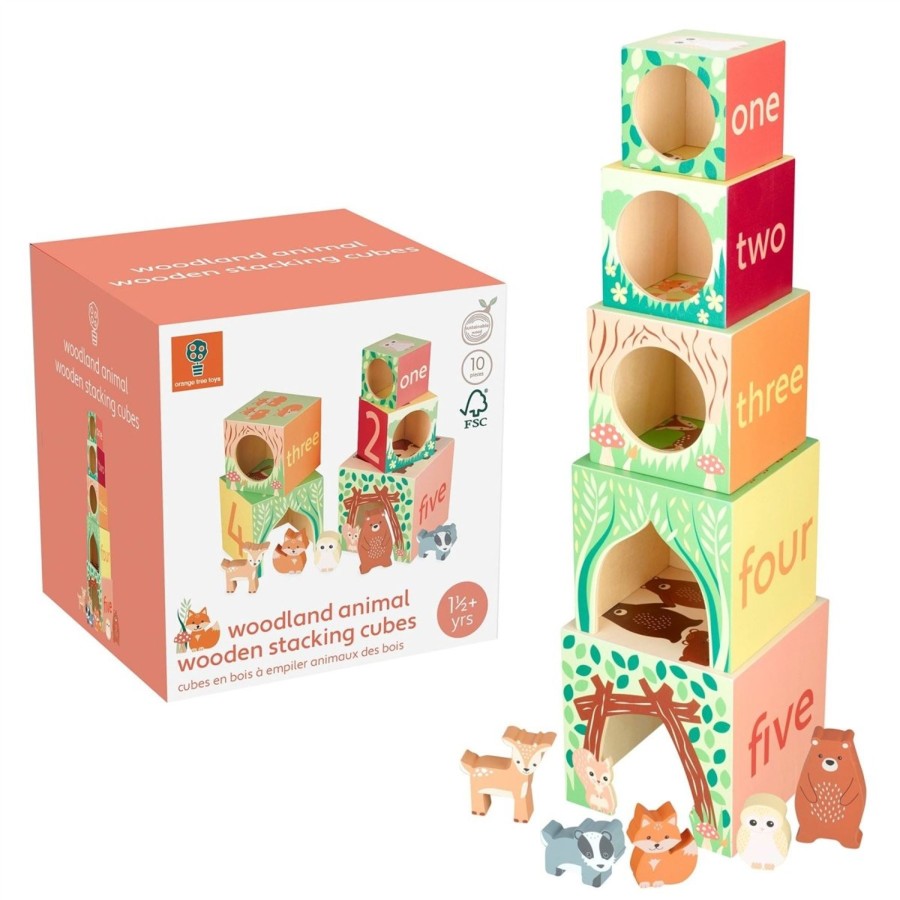 Baby & Child Carousel Shop Baby & Preschool Toys | Childrens Woodland Animals Stacking Cubes Wooden Stacking Toys Building Blocks