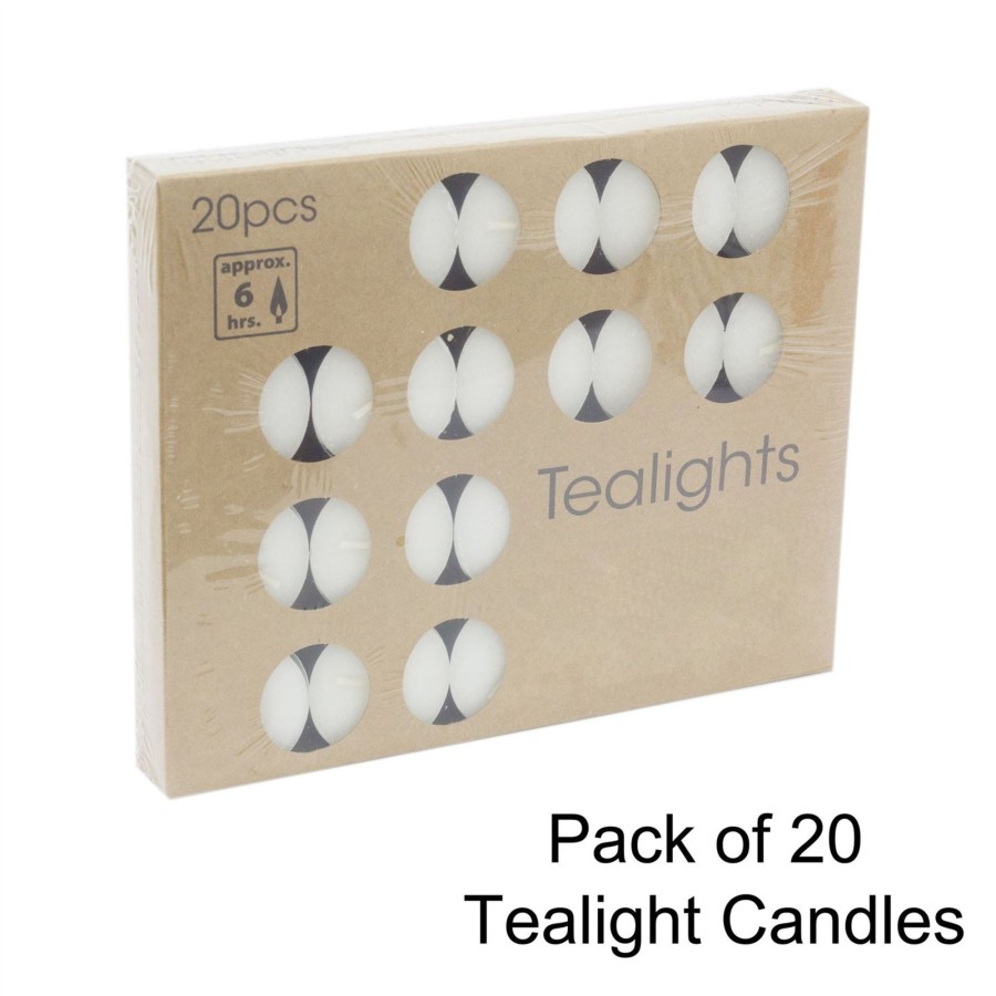 Home Accessories Carousel Shop Candles & Tealights | Pack Of 20 White Ivory Tealight Candles | Unscented Candle Tealights | Wedding Christmas Tealight Candles