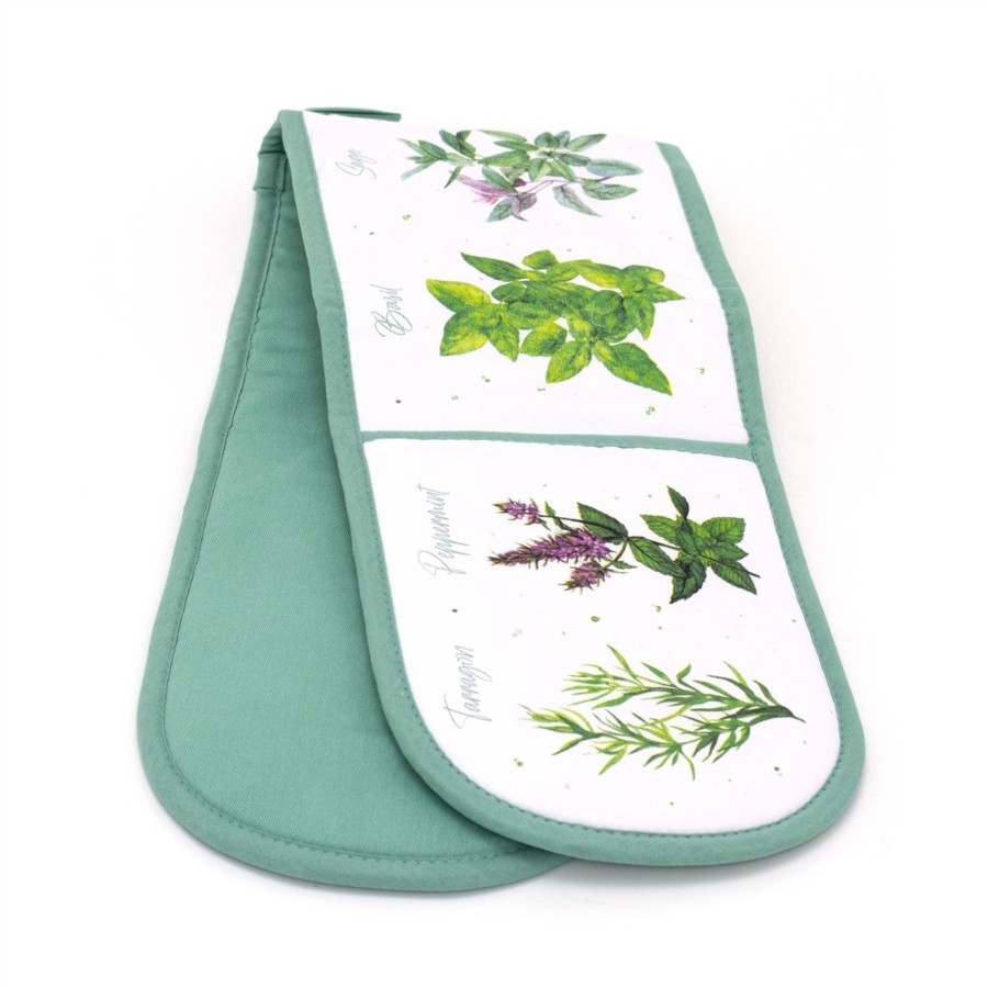 Kitchen & Dining Carousel Shop | The Herb Garden - Double Oven Gloves | Heat Resistant Padded Kitchen Oven Mitt