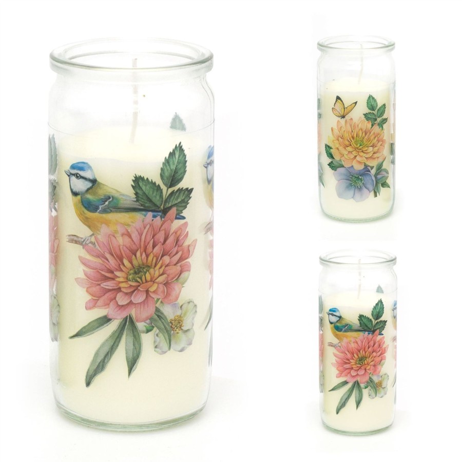 Home Accessories Carousel Shop Candles & Tealights | Botanical Scented Candle In Glass Flower Jar | Floral Jar Candle Aroma Candle And Pot | Glass Holder With Scented Pillar Candle Decorative Candles - Fragrance Varies One Supplied