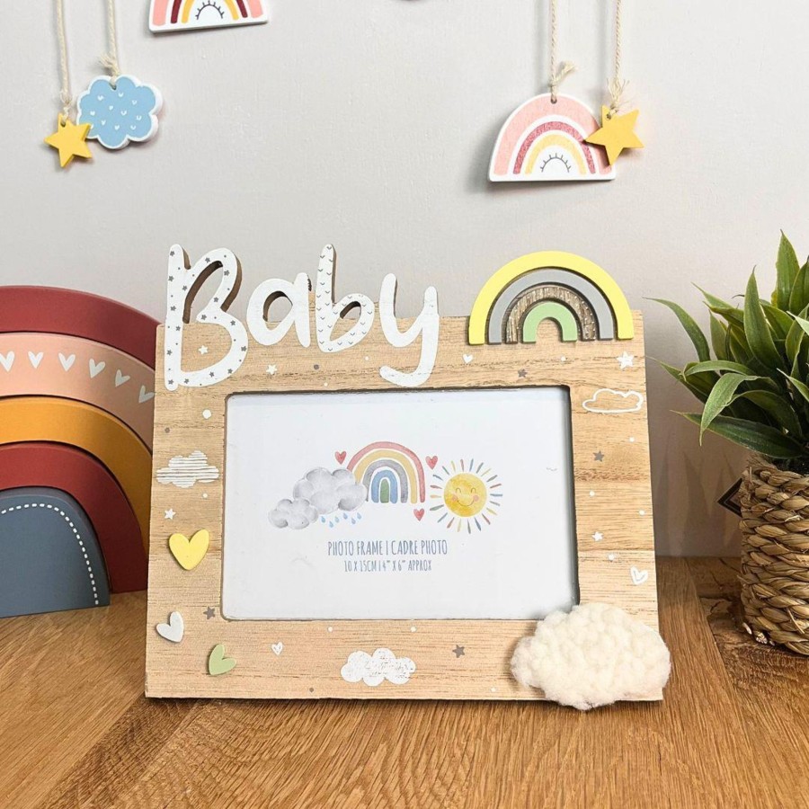 Home Accessories Carousel Shop Photo Frames | Wooden New Baby Photo Frame 4X6 Freestanding Single Aperture Baby Picture Frame