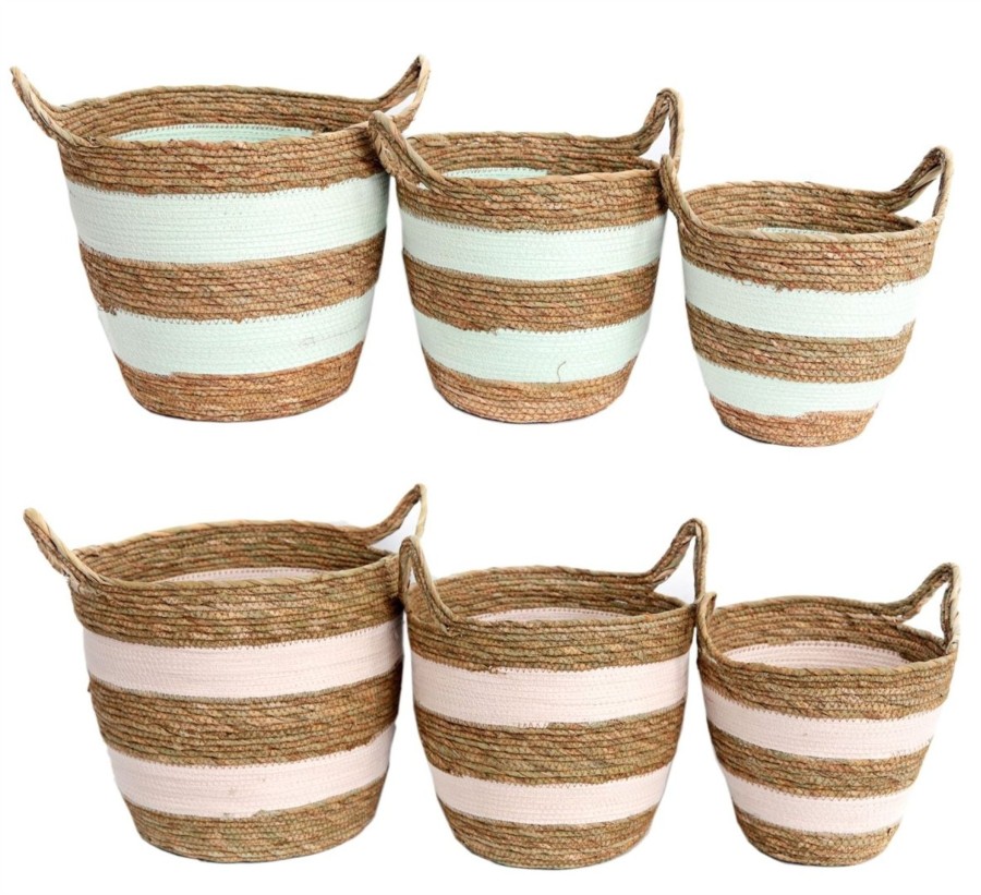 Home Accessories Carousel Shop Boxes & Baskets | Set Of 3 Gorgeous Festival Vibe Storage Basket With Handles