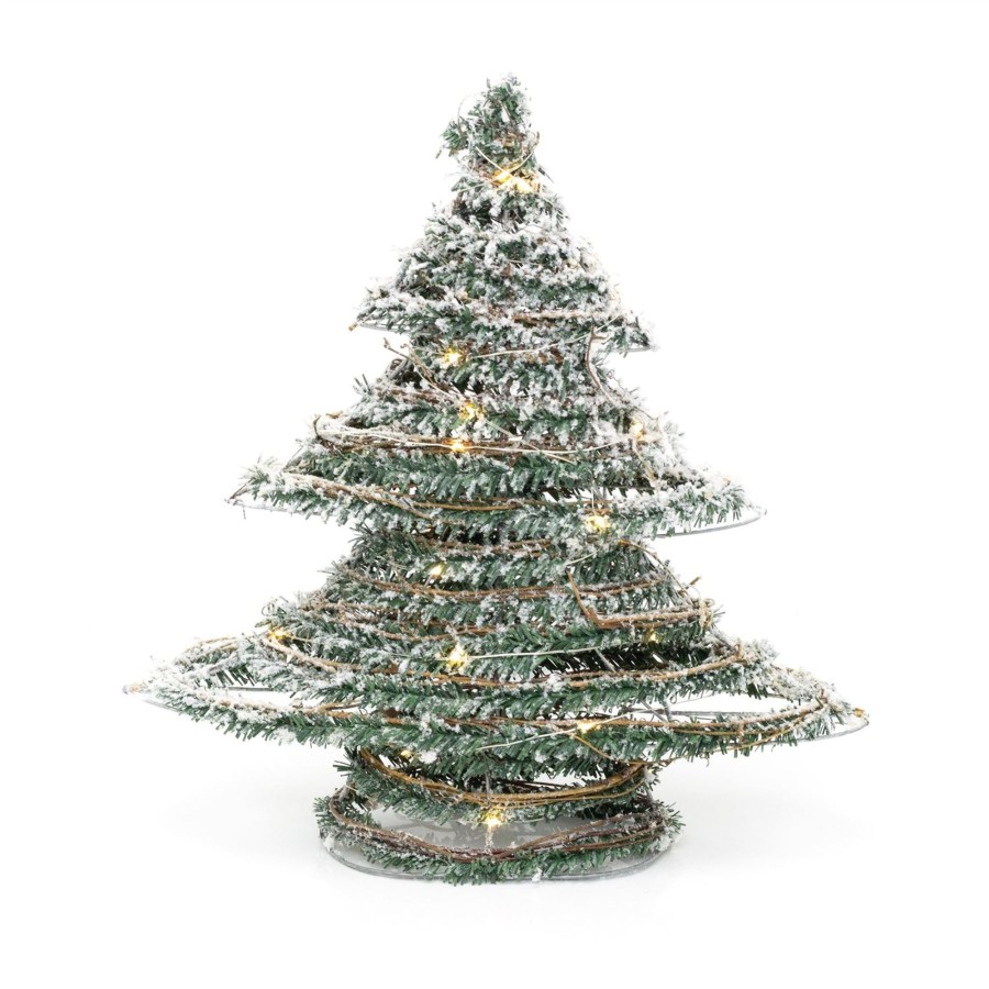 Celebrations Carousel Shop | Snow Topped Mini Artificial Christmas Tree Light | Xmas Tree Decoration With 20 Led Lights Battery Operated | Christmas Tree Ornament - 40Cm