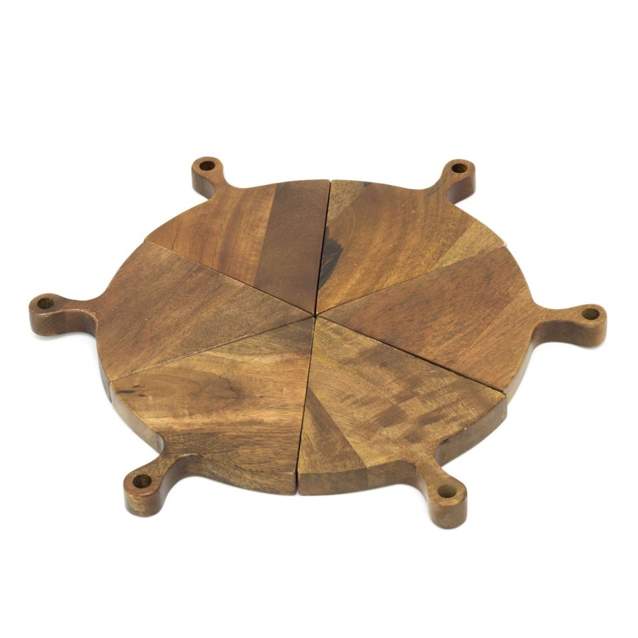 Kitchen & Dining Carousel Shop | 6 Piece Selection Food Serving Platter | Round Mango Wood Sharing Board - 30Cm