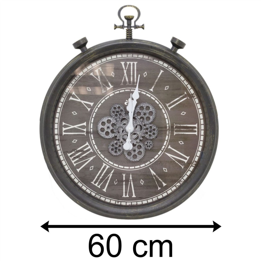 Home Accessories Carousel Shop Clocks | 60Cm Retro Pocket Watch Moving Gear Clock | Vintage Style Large Wall Clock | Silent Wall Clock Big Wall Clock