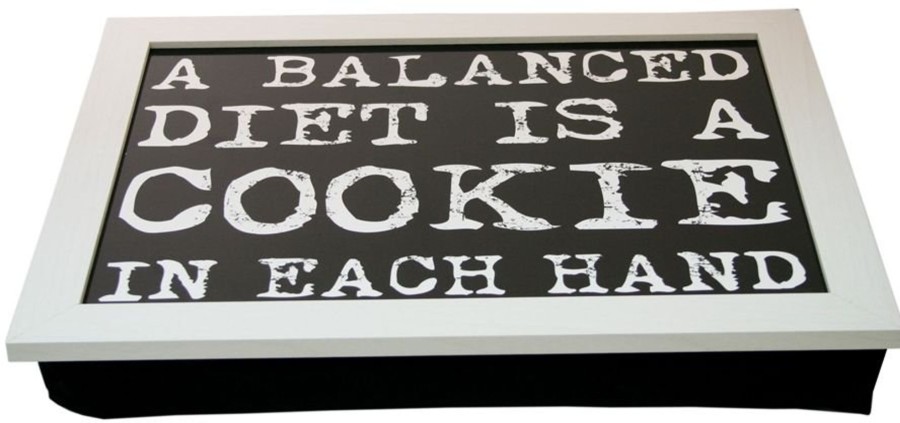 Kitchen & Dining Carousel Shop | Vintage Quote Lap Tray ~ 43X32 White Laptray With A Bean Bag Base