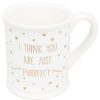 Kitchen & Dining Carousel Shop | Large White China Glazed Ceramic Gold Polka Heart Cat Mug ~ I Think You Are Just Purrfect