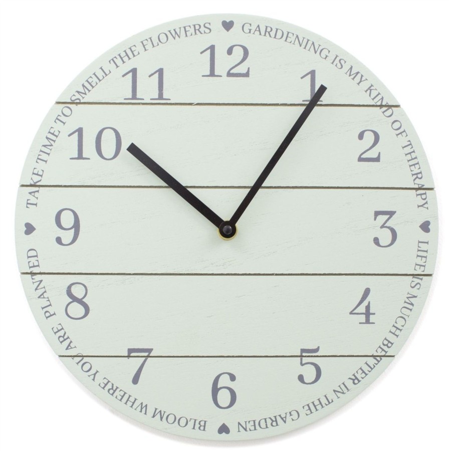 Home Accessories Carousel Shop Clocks | 30Cm Potting Shed Gardening Round Clock - Wooden Wall Mounted Analogue Clock