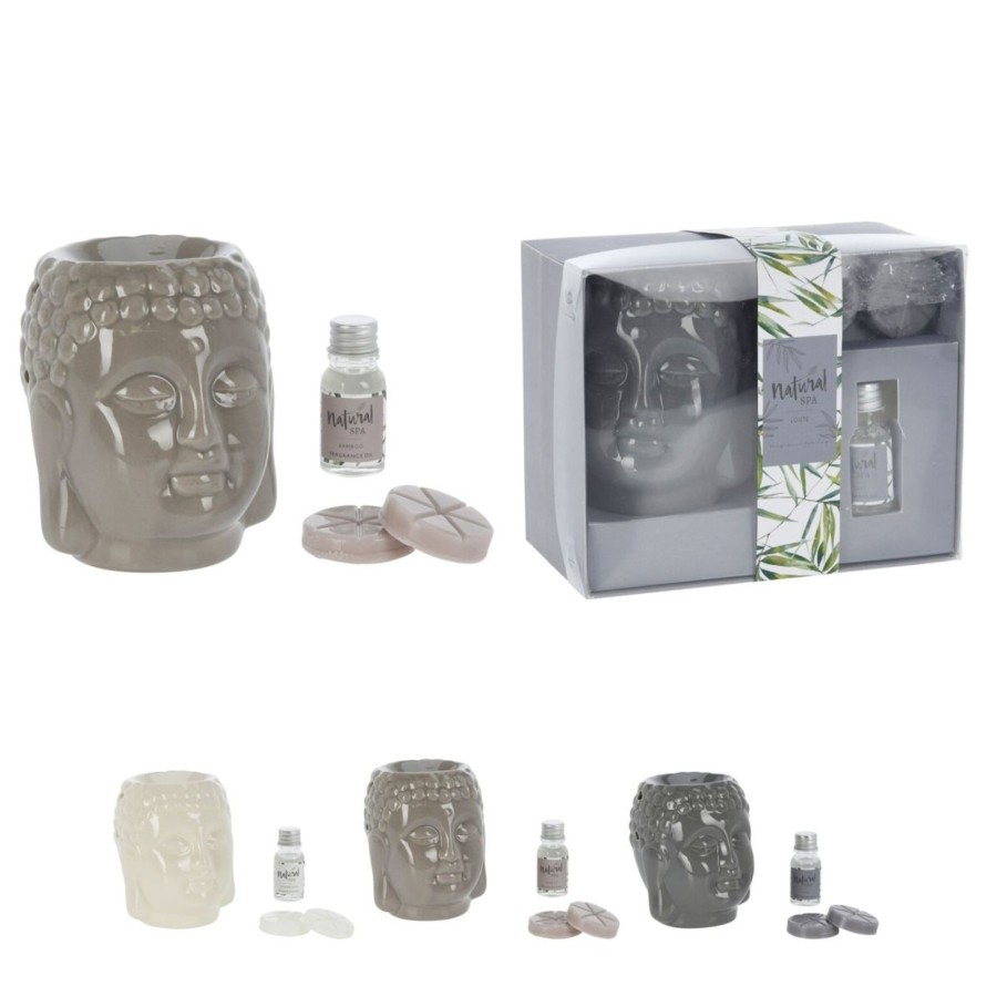 Home Accessories Carousel Shop Oil Burners & Diffusers | Ceramic Buddha Head Essential Oil/Wax Melt Burner | Aroma Gift Set - Varies