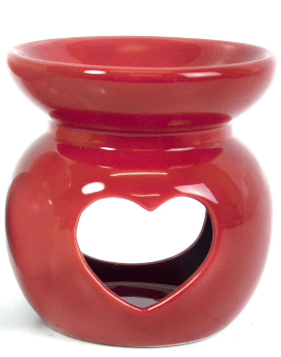 Home Accessories Carousel Shop Oil Burners & Diffusers | Chunky Ceramic Heart Incense Oil Burner ~ Red