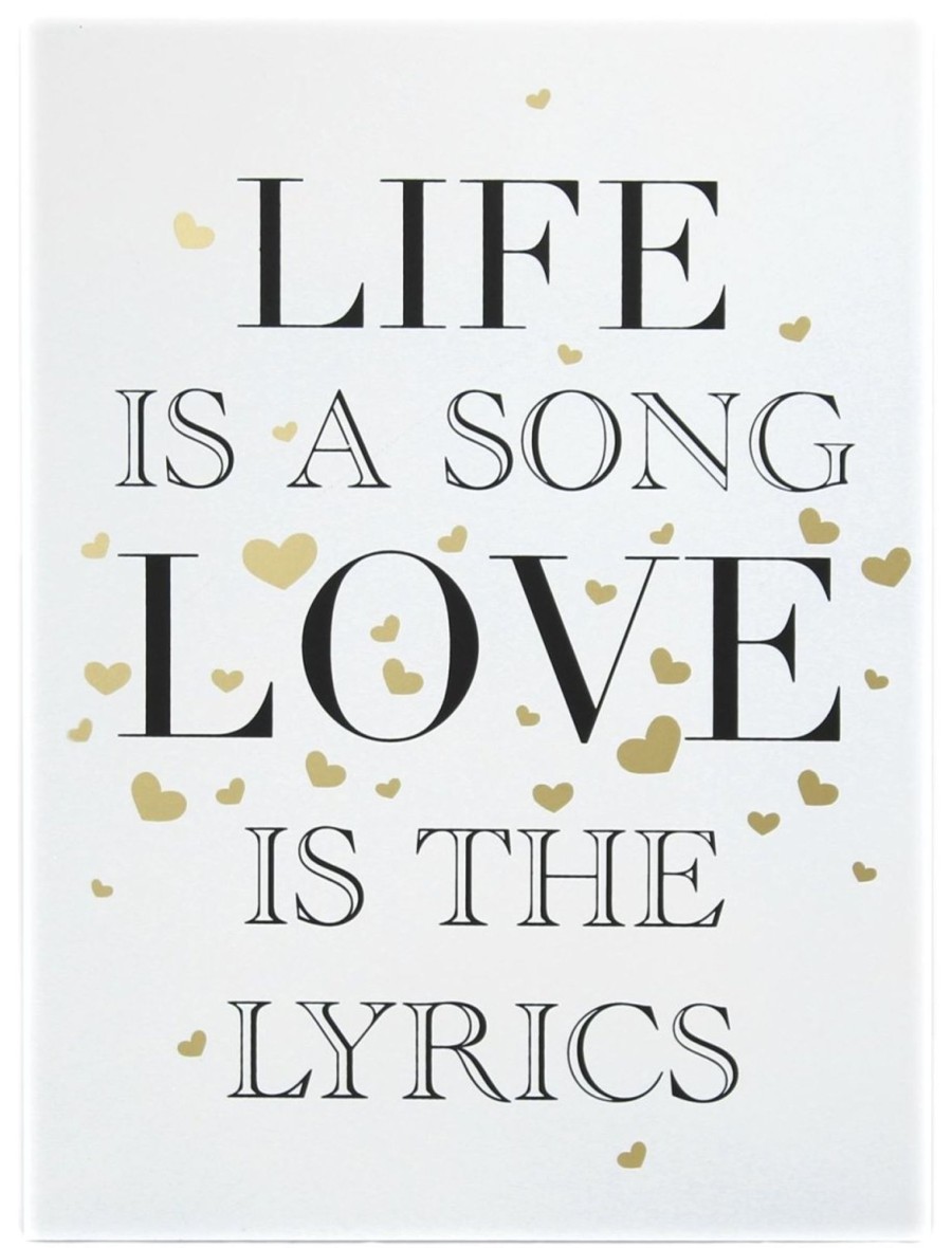 Home Accessories Carousel Shop Signs & Plaques | Gold Wooden Love Sign Wall Hanging Plaque 30Cmx40Cm ~ Life Is A Song