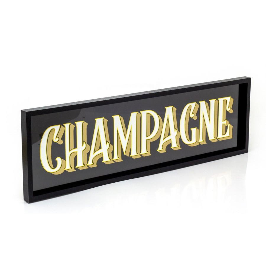 Home Accessories Carousel Shop Wall Decor & Mirrors | Vintage Art Deco Bar Sign | Stylish Typography Wall Art Decorative Party Plaque - Champagne