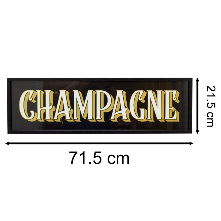 Home Accessories Carousel Shop Wall Decor & Mirrors | Vintage Art Deco Bar Sign | Stylish Typography Wall Art Decorative Party Plaque - Champagne