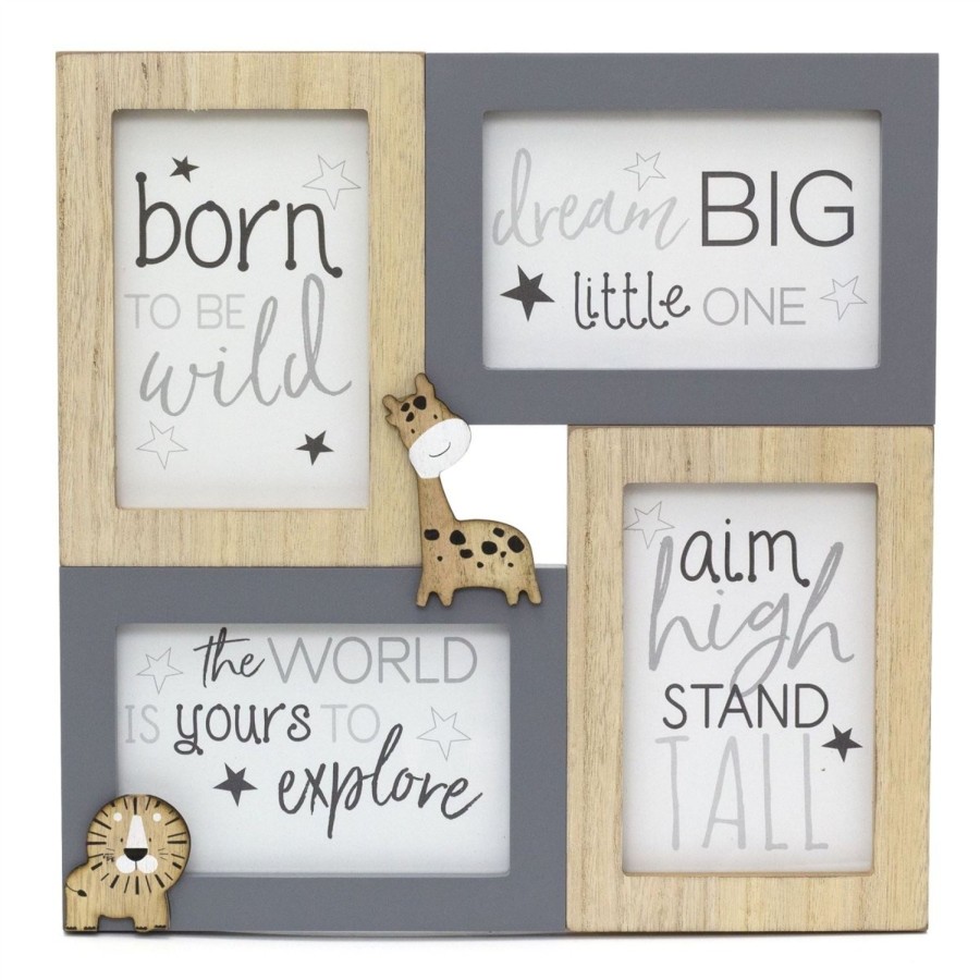 Home Accessories Carousel Shop Photo Frames | Children'S Adorable Baby Animal Wooden Photo Frame - Holds Multiple 6X4 Pictures