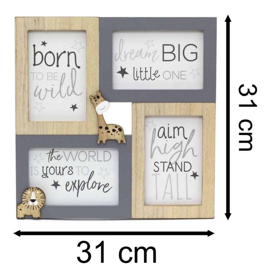 Home Accessories Carousel Shop Photo Frames | Children'S Adorable Baby Animal Wooden Photo Frame - Holds Multiple 6X4 Pictures