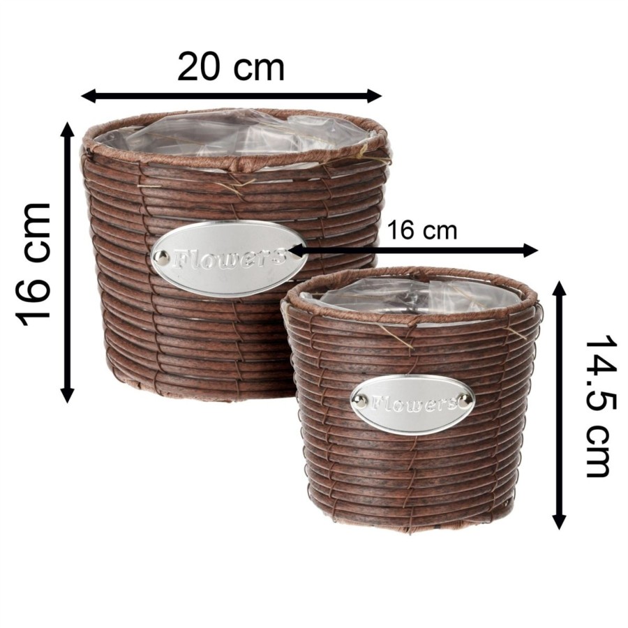 Home Accessories Carousel Shop Planters & Pots | Set Of 2 Wicker Outdoor Planters | Willow Basket Garden Flower Plant Pots