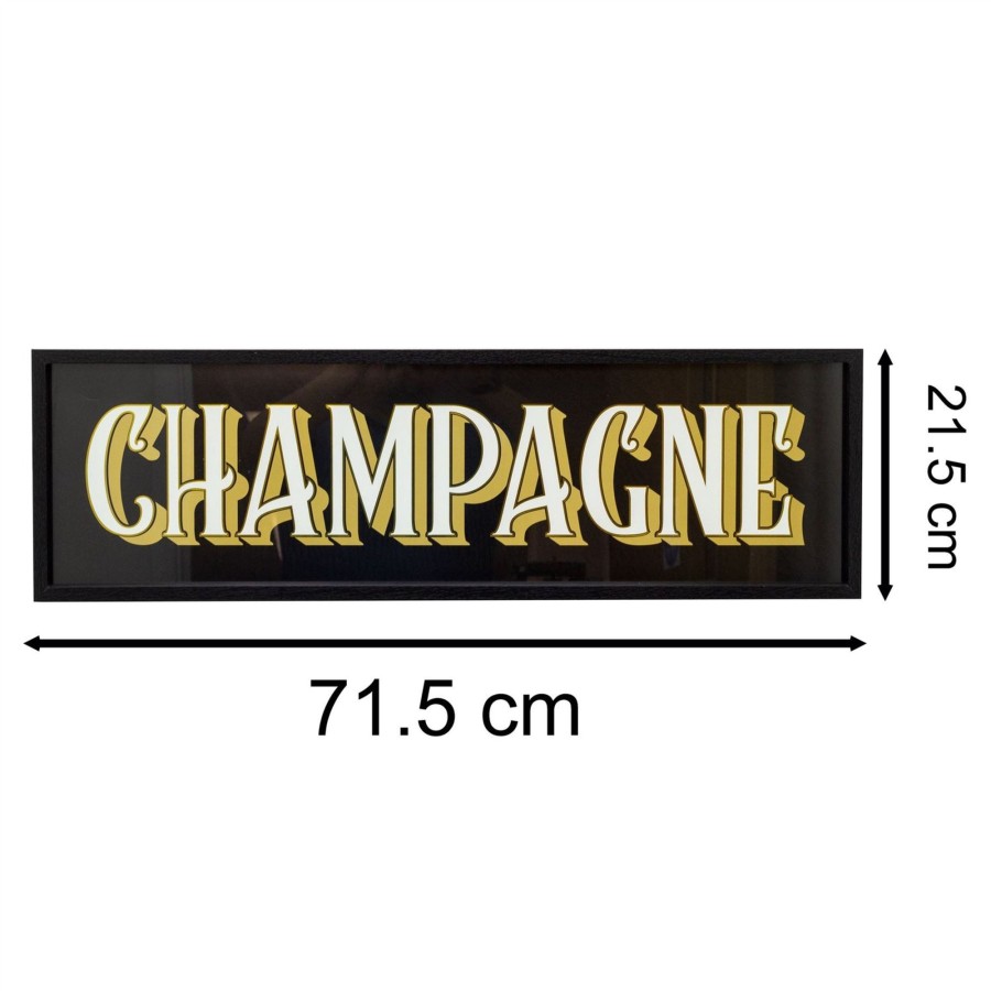 Home Accessories Carousel Shop Decorative Accessories | Vintage Art Deco Bar Sign | Stylish Typography Wall Art Decorative Party Plaque - Champagne