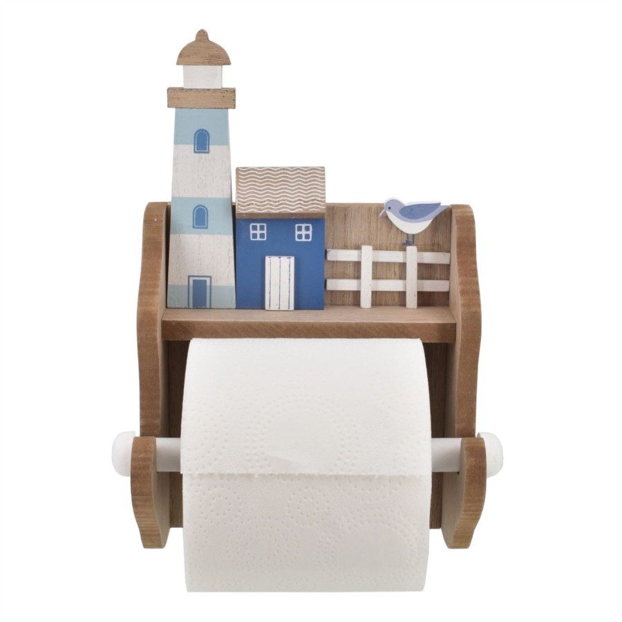 Home Accessories Carousel Shop Bathroom Accessories | Nautical Bathroom Toilet Roll Holder | Wooden Lighthouse Toilet Roll Holder