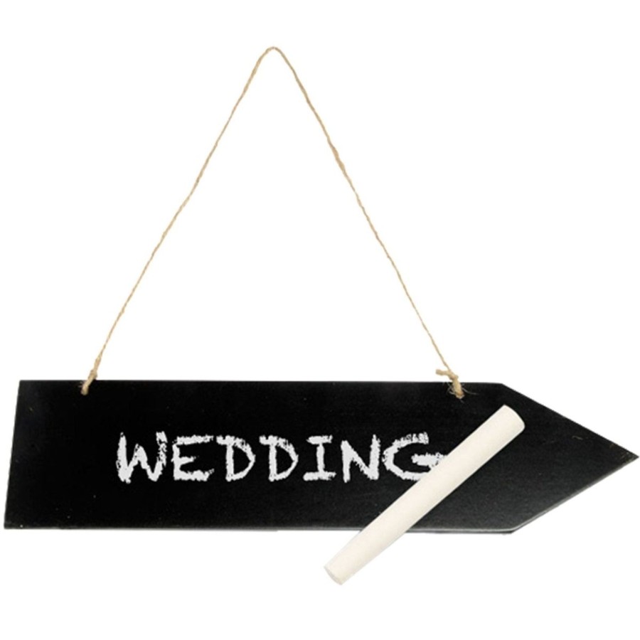 Home Accessories Carousel Shop Chalkboards & Planners | 30Cm Wooden Chalkboard Arrow Hanging Sign Plaque | Reusable Blackboard Direction Sign | Chalk Board Wedding Decoration