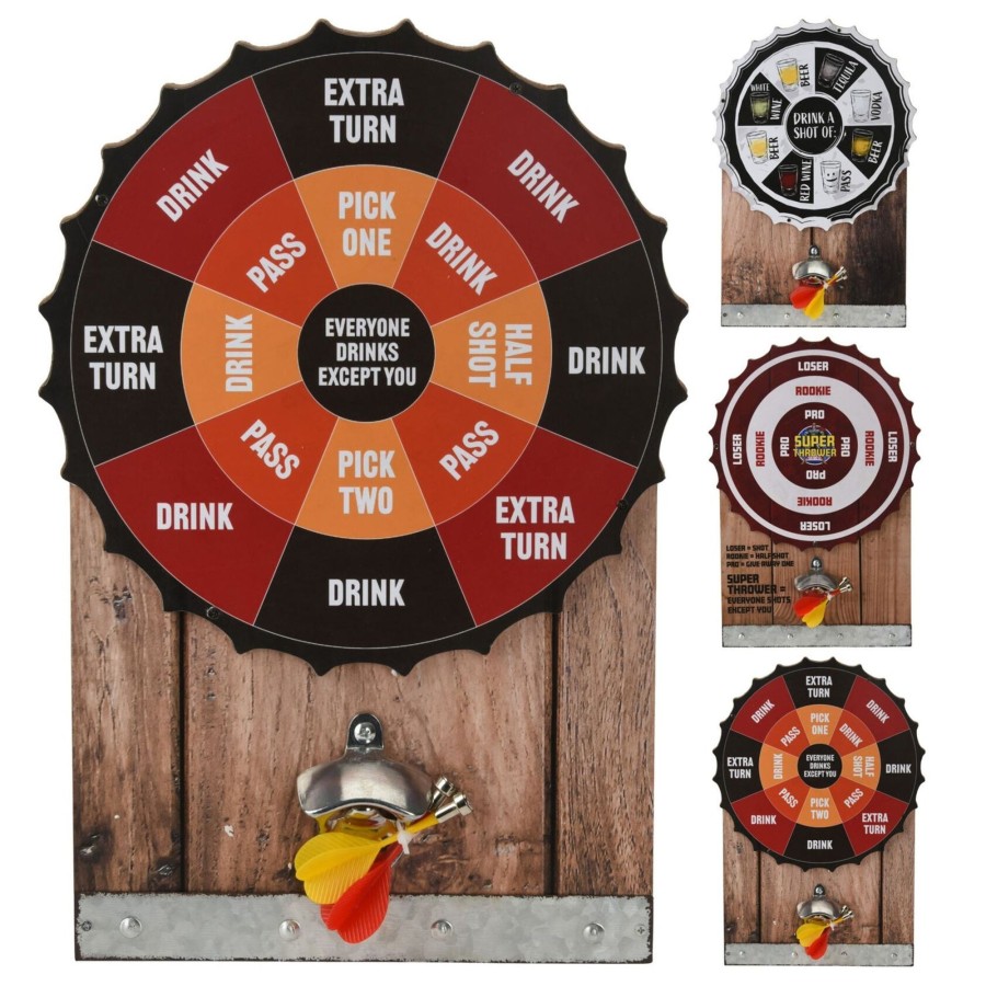 Kitchen & Dining Carousel Shop | 2 In 1 Wooden Magnetic Dartboard Drinking Game And Bottle Opener | Drinking Games For Adults Shot Roulette Darts Drinking Game | Adult Party Games