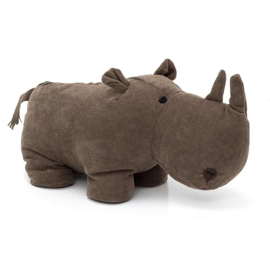 Home Accessories Carousel Shop Animal Doorstops | Adorable Chocolate Brown Rhinoceros Doorstop | Decorative Fabric Animal Door Stop | Novelty Rhino Wildlife Door Stopper