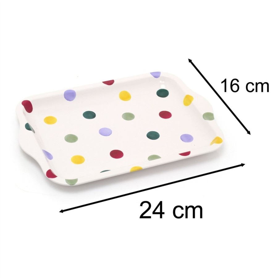 Kitchen & Dining Carousel Shop | Emma Bridgewater Polka Dot Small Tin Tray | Tea Tray With Handles 24Cm