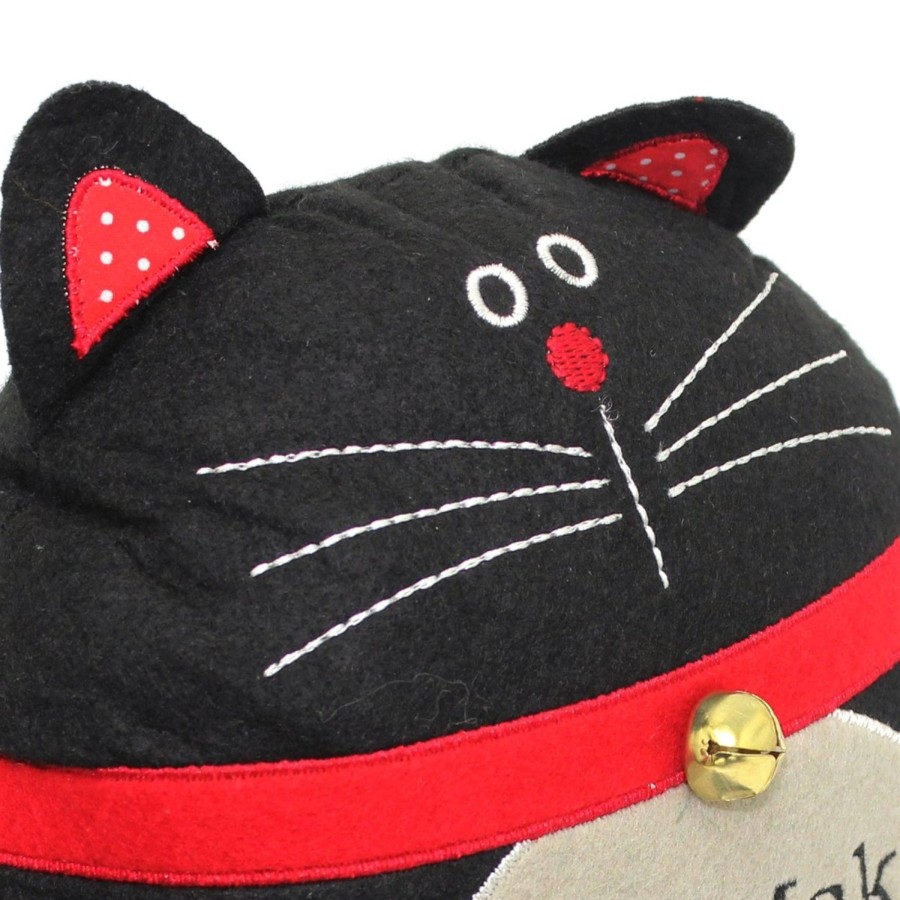 Home Accessories Carousel Shop Animal Doorstops | Black Cat Door Stop Felt Fabric ~ Cats Make Everything Purrfect