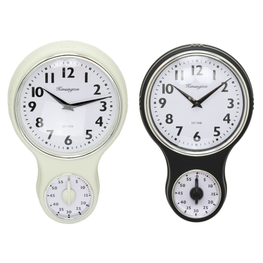 Home Accessories Carousel Shop Clocks | Kensington Traditional Retro Kitchen Hanging Wall Clock With Timer