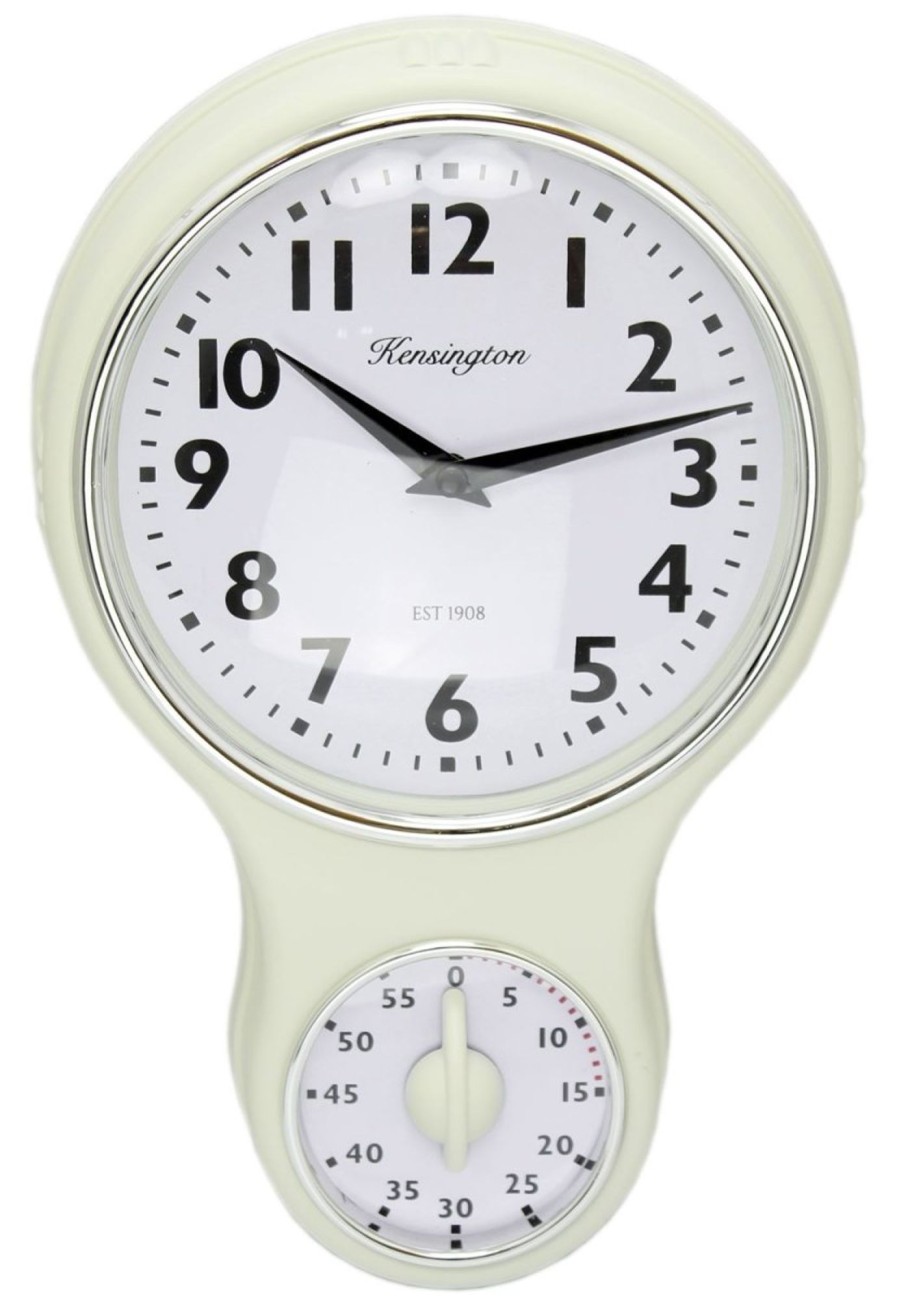 Home Accessories Carousel Shop Clocks | Kensington Traditional Retro Kitchen Hanging Wall Clock With Timer